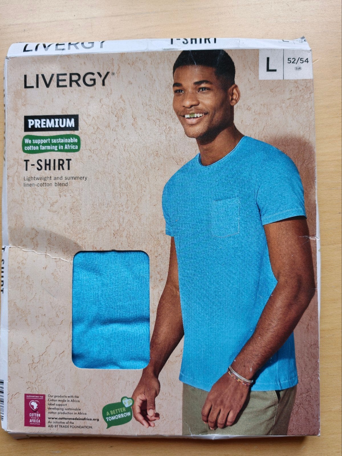 LIVERGY Premium T-shirt Linnen-katoen blend Maat L, Kleding | Heren, T-shirts, Maat 52/54 (L), Blauw, Nieuw, Ophalen of Verzenden