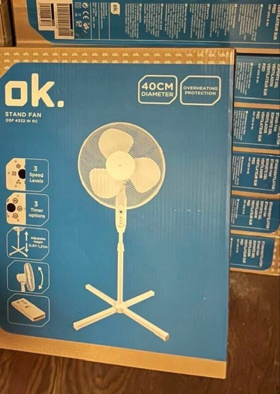 OK. Staande Ventilator met Afstandsbediening en Timer, Witgoed en Apparatuur, Ophalen, Ventilator met afstandsbediening, Nieuw