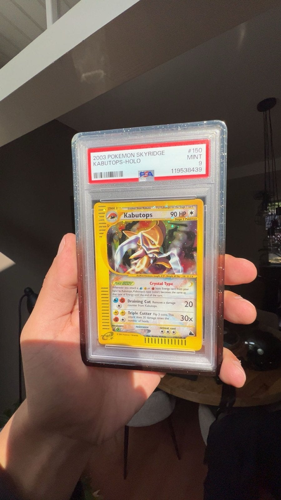Skyridge Crystal Kabutops-Holo PSA 9 Mint, Ophalen of Verzenden, Zo goed als nieuw, Losse kaart, Foil