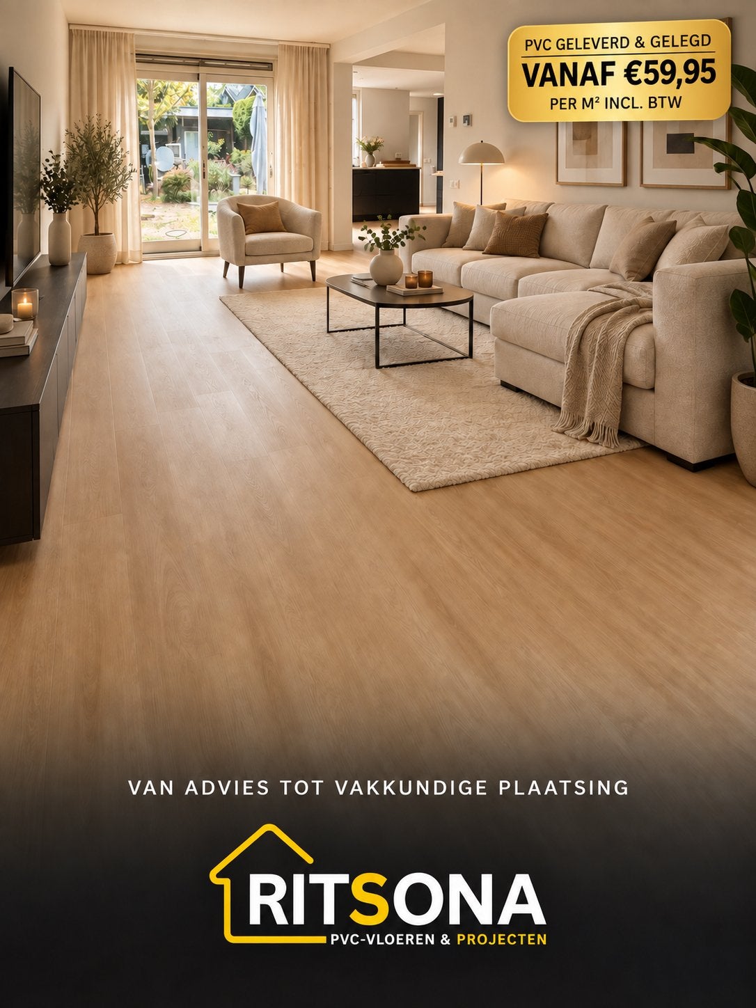 PVC VLOER GELEVERD EN GELEGD VANAF €59,95 PER M² INCL. BTW, Ophalen, Nieuw, 75 m² of meer, Overige typen