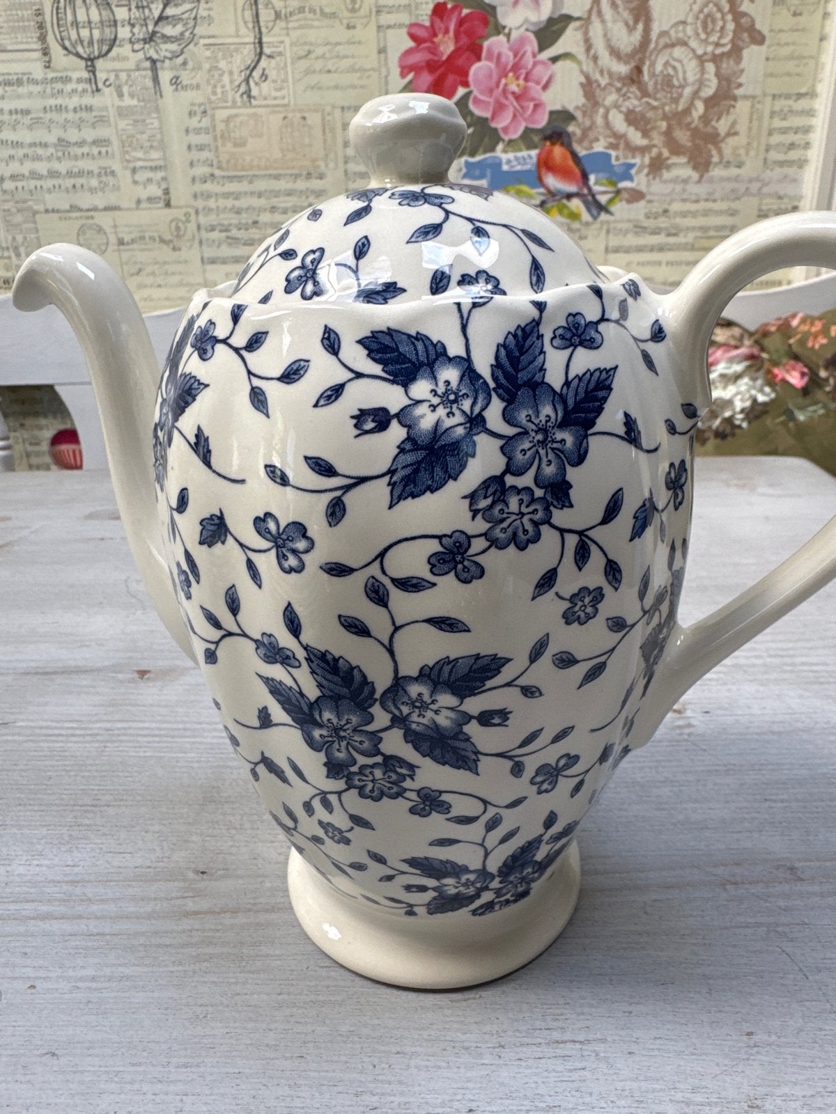 Koffiepot Royal Tudor Bouquet Grindley Blauw, Ophalen of Verzenden