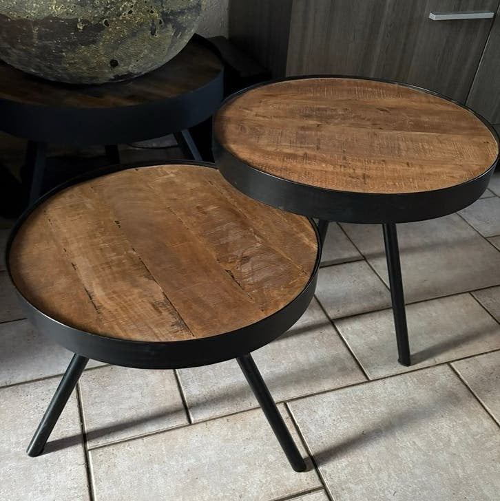 Salon-bijzettafels, Huis en Inrichting, Tafels | Bijzettafels, Ophalen, Minder dan 45 cm, Minder dan 55 cm, Rond