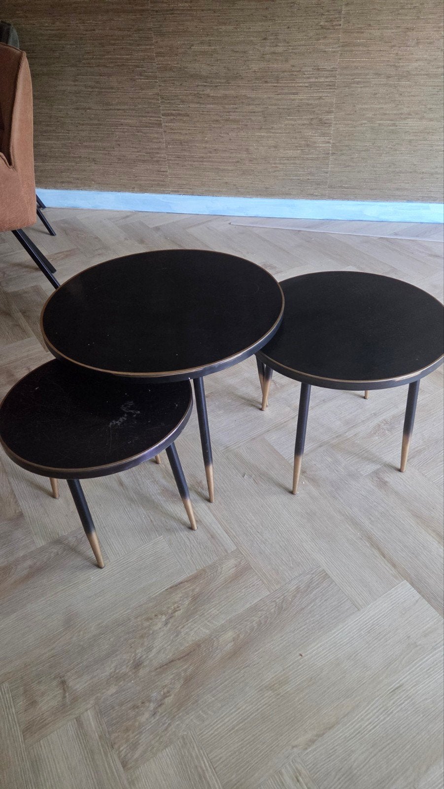 Setje van 3 tafeltjes, Ophalen of Verzenden, Rond, 50 tot 100 cm, Minder dan 50 cm