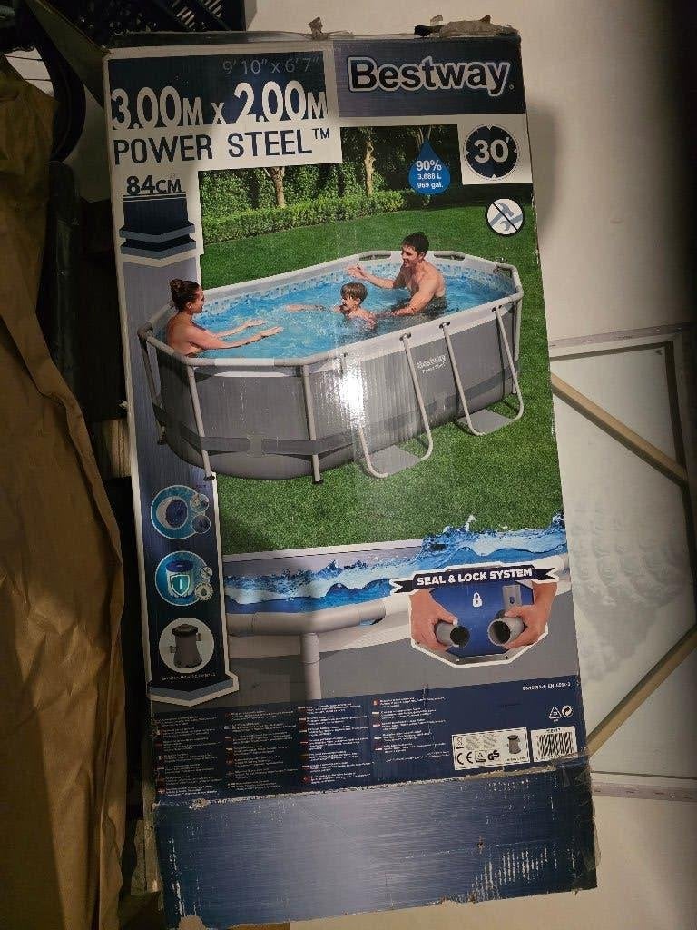 Bestway zwembad incl vele toebehoren, Ophalen, 200 tot 300 cm, 80 tot 120 cm, Zo goed als nieuw