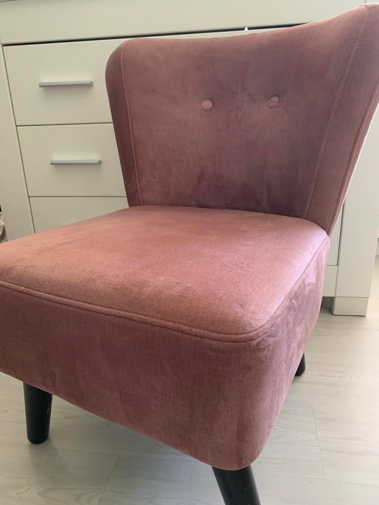 2 roze velvet stoelen, Ophalen of Verzenden, Zo goed als nieuw, Minder dan 75 cm, 50 tot 75 cm