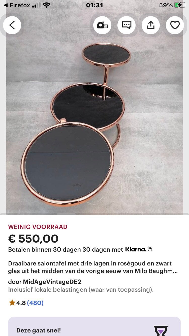 Foto 10 van Vintage Swivel tafel MILO BAUGHMAN style, Leitmotiv
