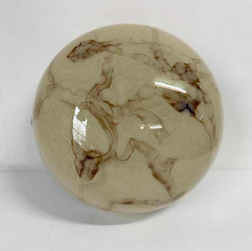 Vintage marmer Gispen plafondlamp jaren dertig, Huis en Inrichting, Lampen | Plafondlampen, Zo goed als nieuw, Glas, Metaal, Ophalen of Verzenden