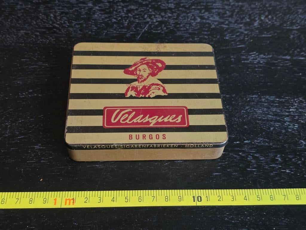 Vintage Velasques Burgos sigarenblikje - AGIO Junior Tip, Ophalen of Verzenden
