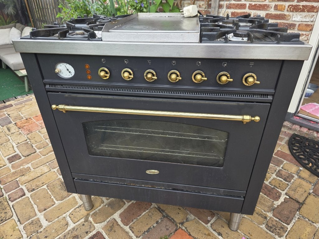 Boretti 90 cm gasfornuis, Ophalen, Gebruikt, Warmhoudplaat, 60 cm of meer