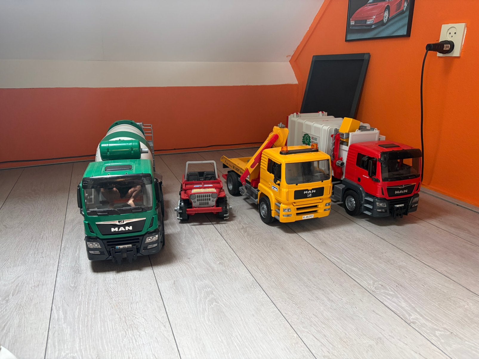 3x BRUDER Speelautos, Ophalen, Zo goed als nieuw
