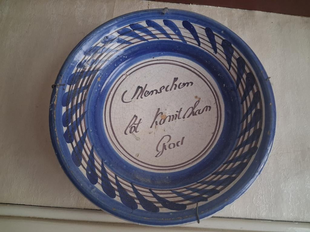 Oud wandbord met tekst, Ophalen of Verzenden