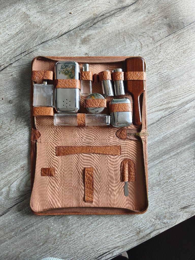 Vintage heren reistoiletset (50/60), Antiek en Kunst, Ophalen of Verzenden