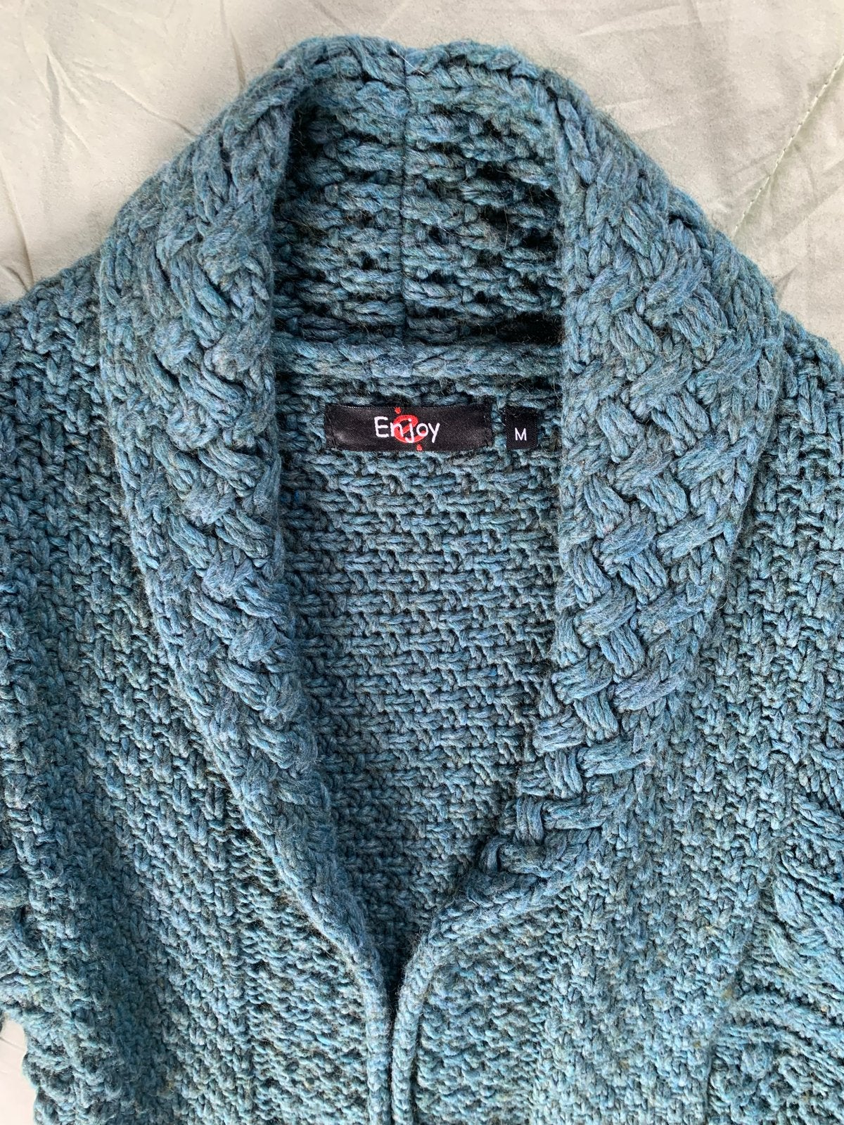 “Enjoy” gebreid Vest - maat M - Koopje!, Ophalen, Zo goed als nieuw, Maat 38/40 (M), Blauw