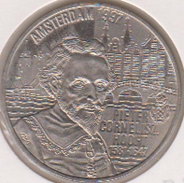 Penning 5 Euro Pieter Cornelisz. Hooft 1997 in munthouder, Postzegels en Munten, Ophalen of Verzenden, Overige materialen, Nederland