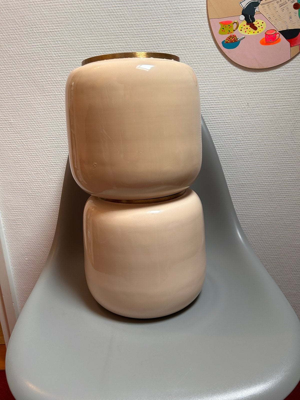 Mooie zalmkleurige bloempotten, Pip style, Overige materialen, Gebruikt, Rond, Binnen