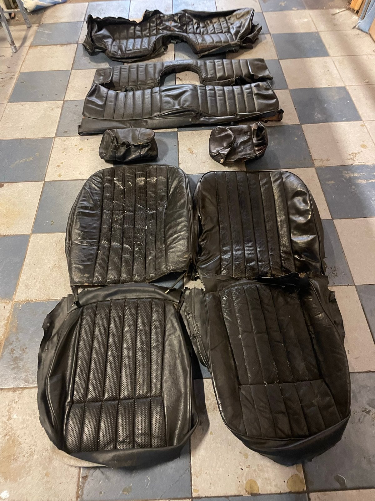 Zwarte originele lederen bekleding voor Jaguar E-Type, Auto-onderdelen, Ophalen, Gebruikt, Oldtimer onderdelen