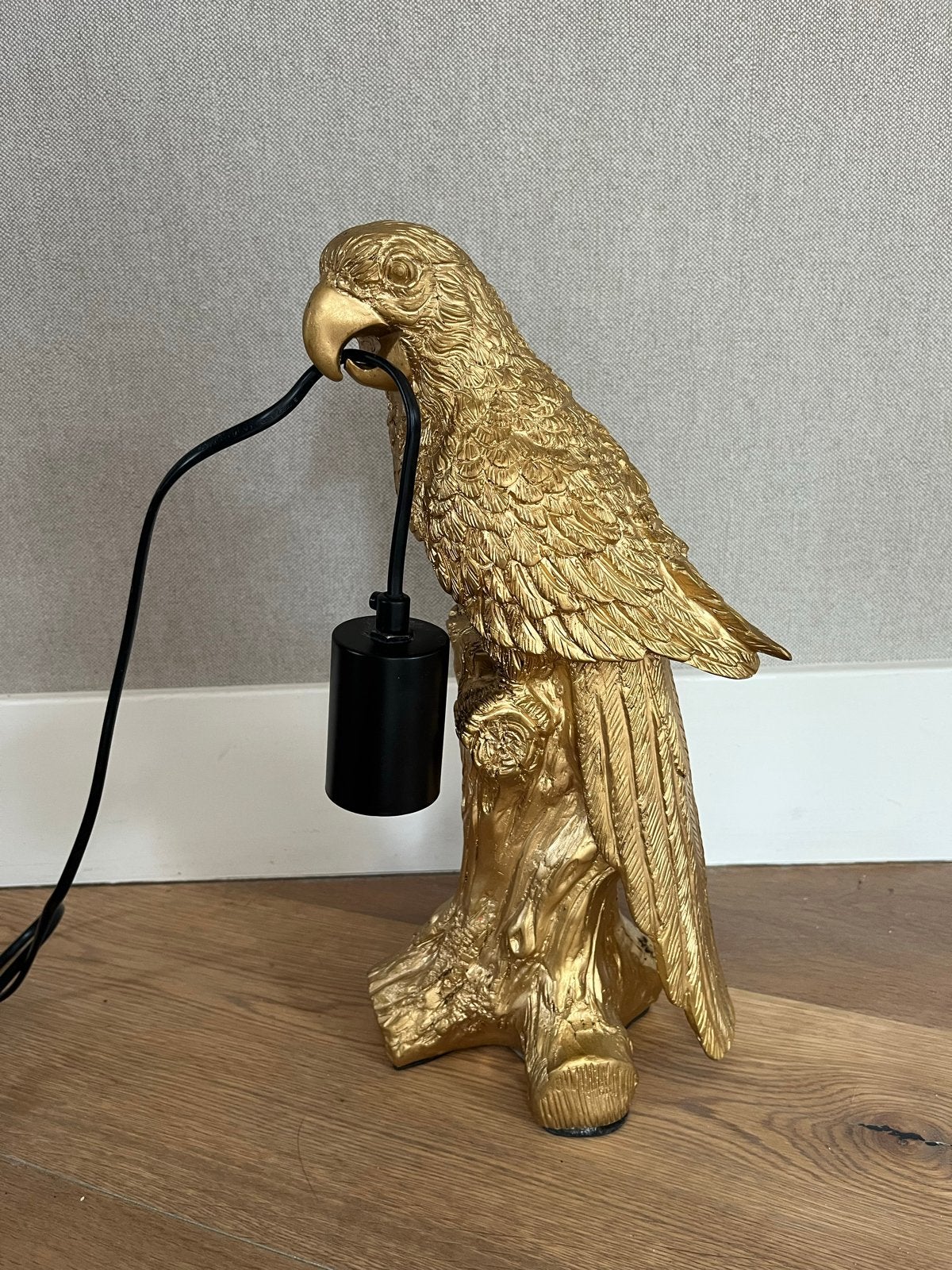 Gouden Papegaai Lamp - Unieke Tafellamp, Ophalen, Zo goed als nieuw, Goud, Overige materialen