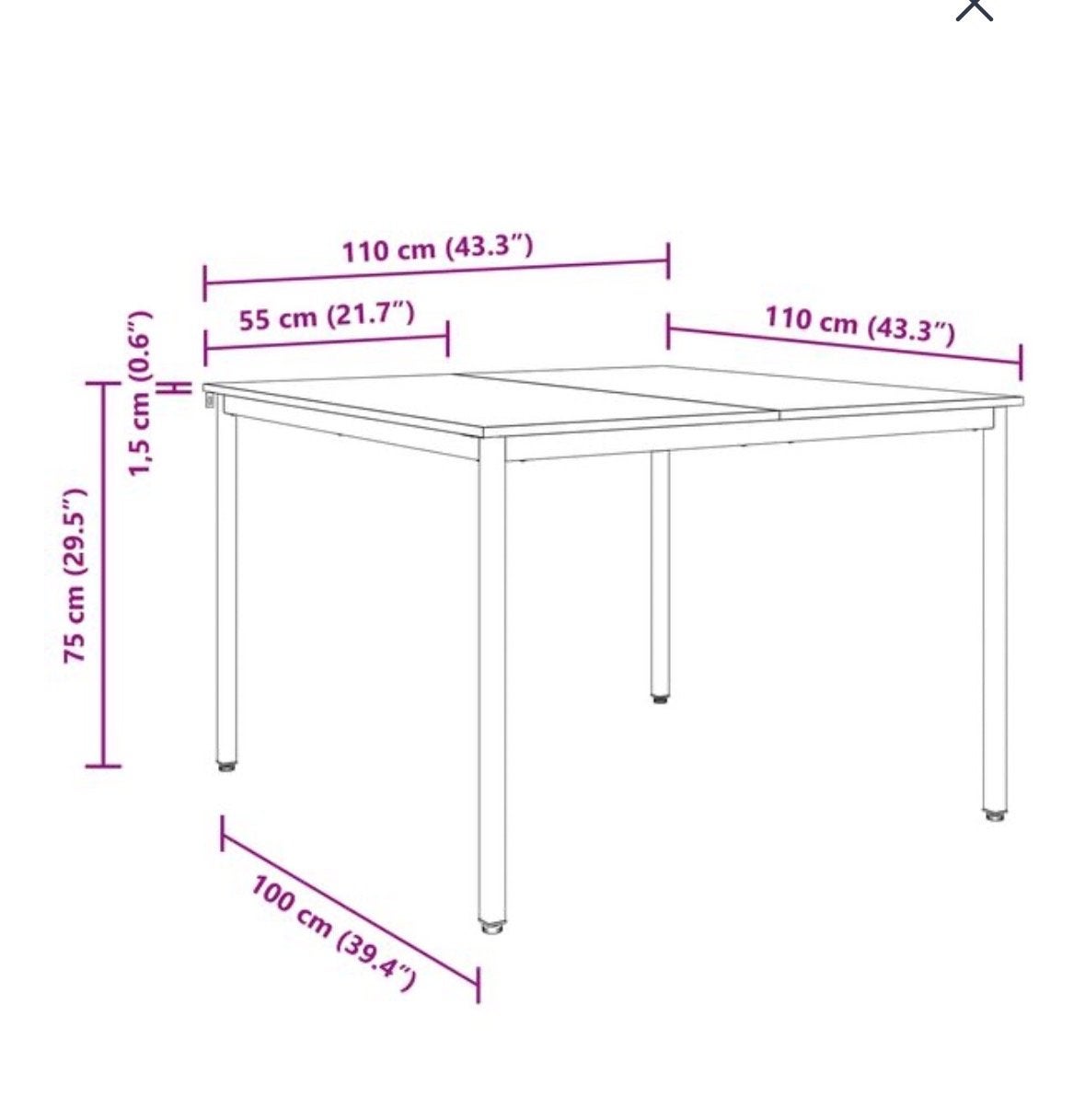Foto 5 van Nieuwe Eettafel 110x110x75 cm - Metaal & Eikenhout nu €70