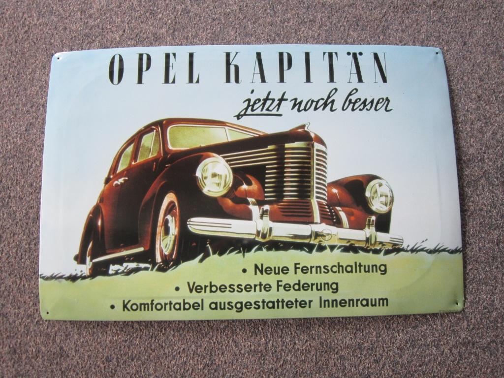 OPEL KAPTEIN BLIKKEN RECLAMEBORD, Ophalen, Gebruikt, Reclamebord
