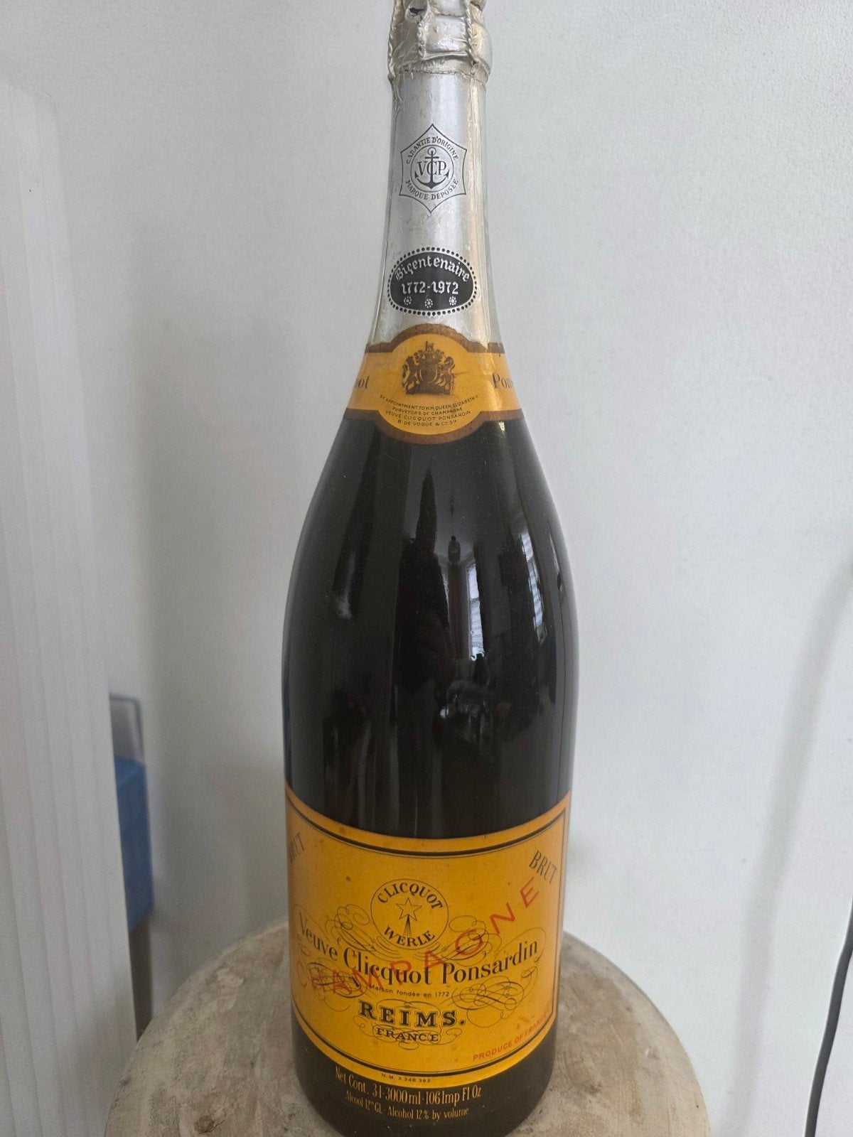 Zeldzame Veuve Clicquot Bicentenaire 1772–1972 – 3 liter Jer, Verzamelen, Ophalen of Verzenden, Frankrijk, Champagne