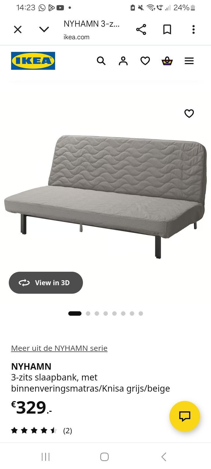 Beige bedbank met stevig binnenveringsmatras, Ophalen, Beige, Tweepersoons, 140 cm