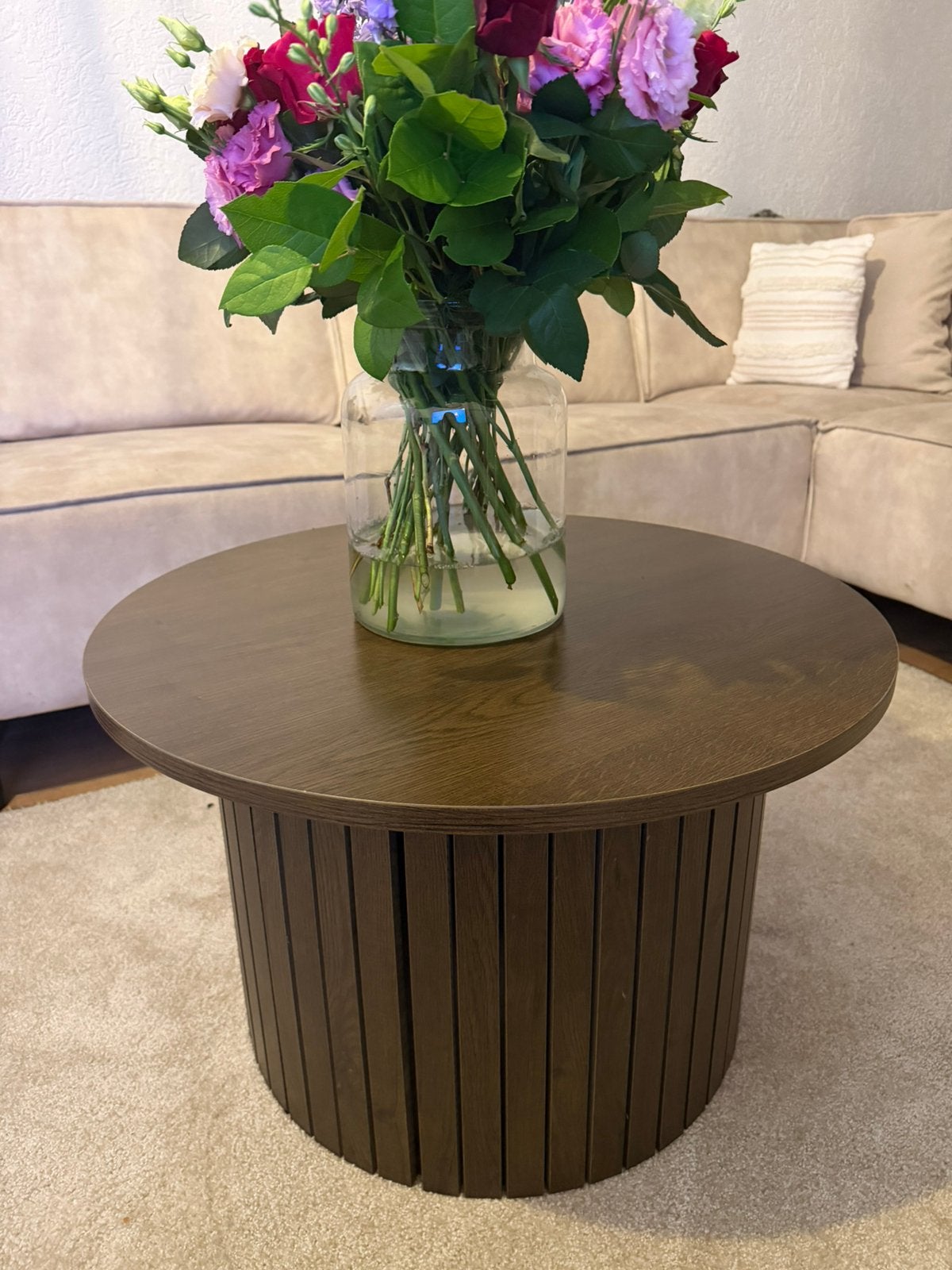 Ronde salontafel, Huis en Inrichting, Tafels | Salontafels, Ophalen, Zo goed als nieuw, Rond, 50 tot 100 cm