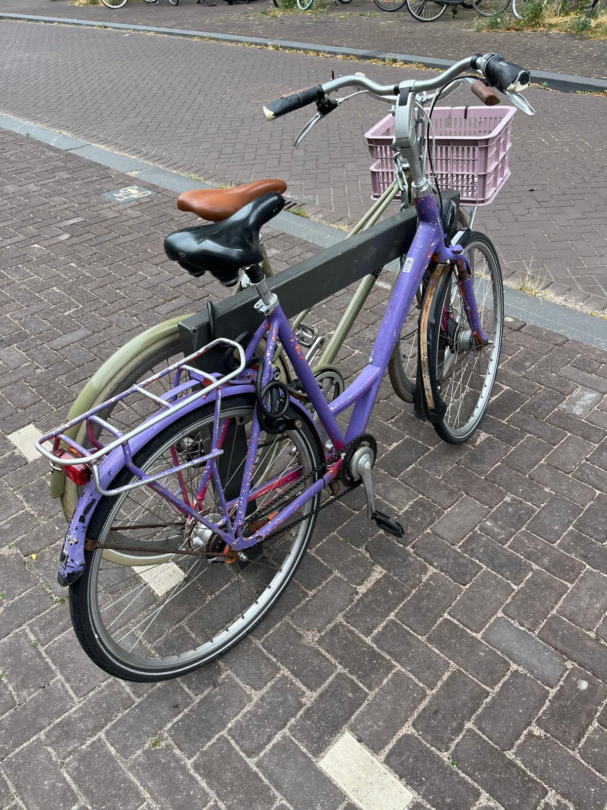 Paarse Batavus Monaco damesfiets, Ophalen, Versnellingen, Batavus, 53 tot 56 cm