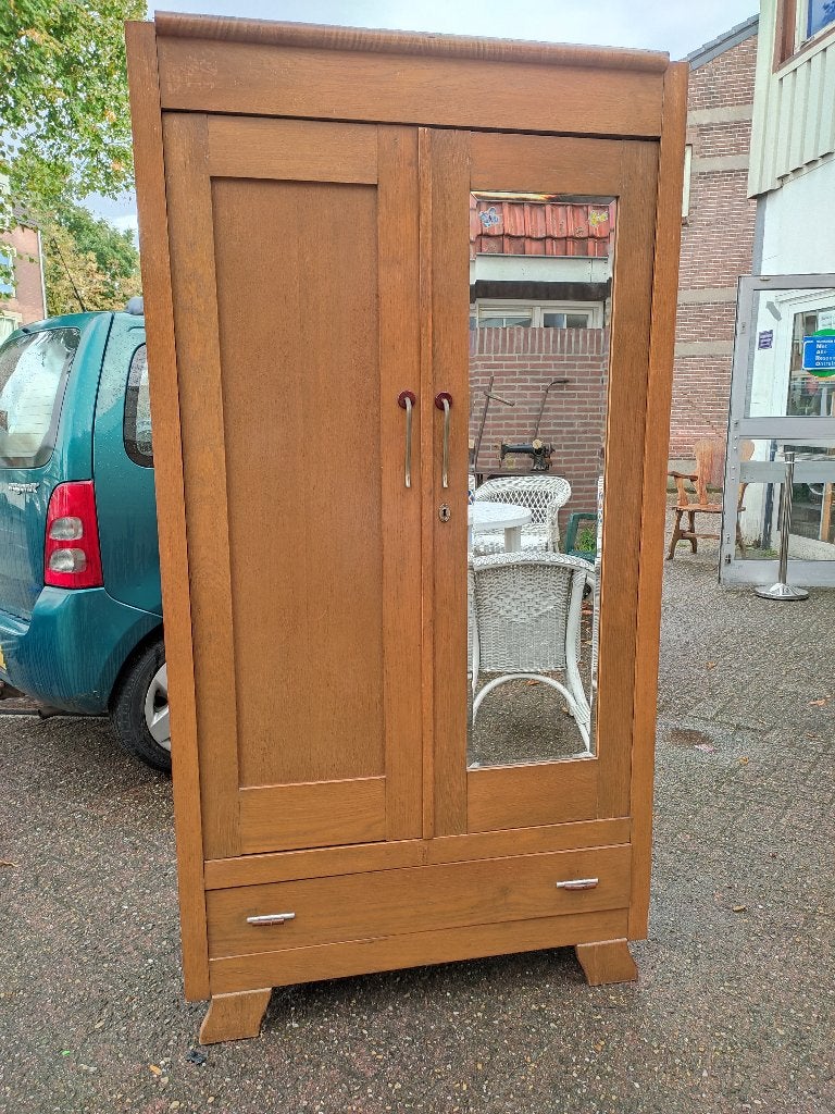 Art deco kledingkast, Huis en Inrichting, Kasten | Kledingkasten, Ophalen, Gebruikt, Art deco, Eikenhout