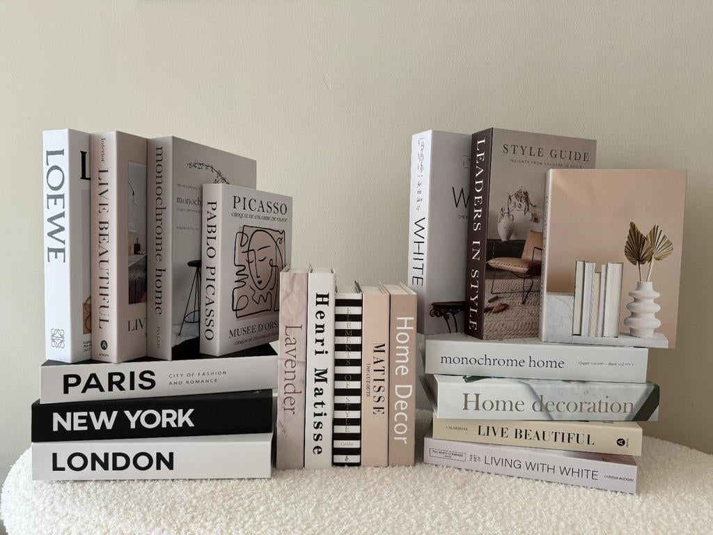 Set decoratieboeken beige zwart wit | interieur styling, Ophalen of Verzenden, Zo goed als nieuw