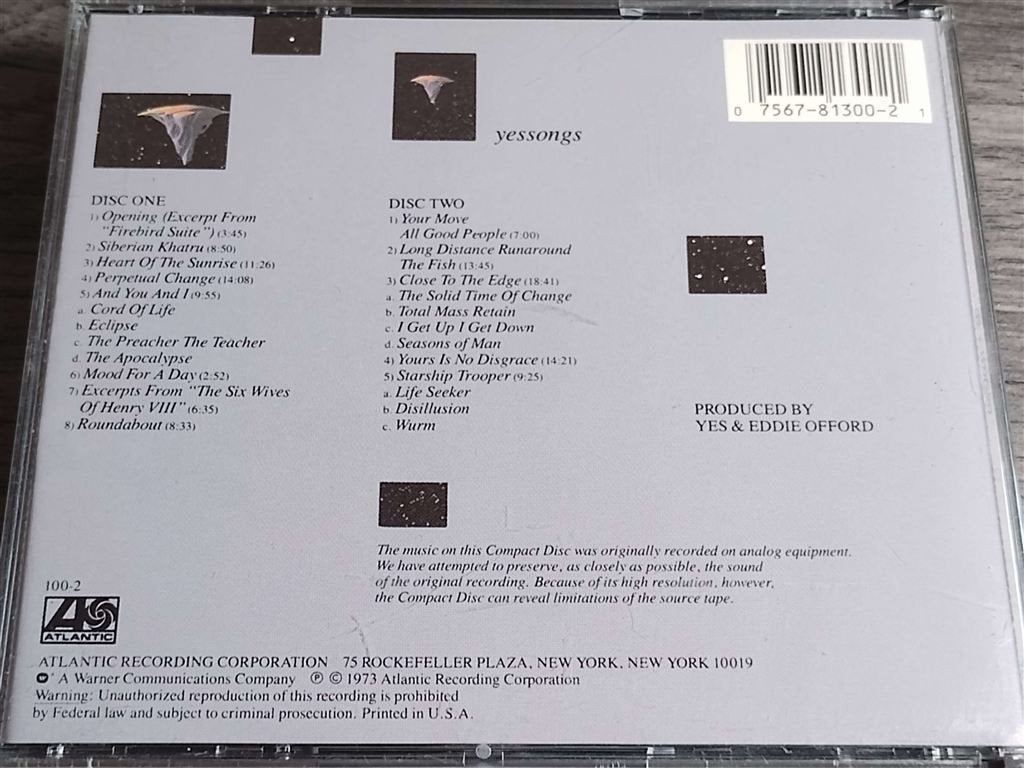 Yes ‎– Yessongs [US 1987] 2CD, Cd's en Dvd's, Ophalen of Verzenden, Zo goed als nieuw, Poprock