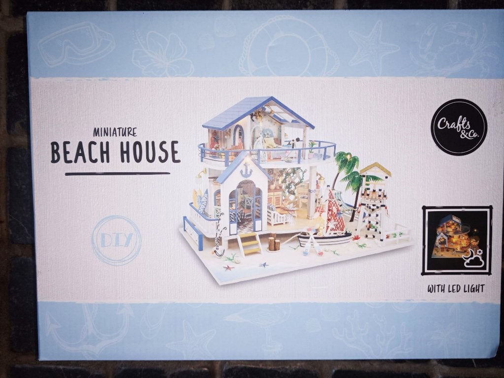 Poppenhuis Strandhuis miniatuur DIY, Verzamelen, Poppenhuizen en Toebehoren, Verzenden, Nieuw, Poppenhuis
