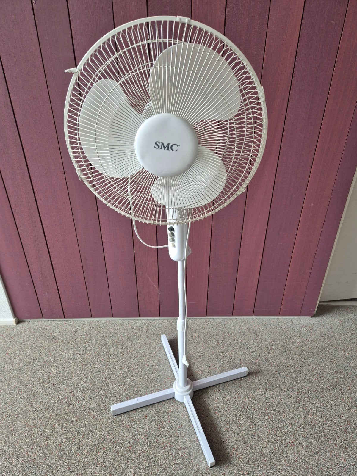 SMC Statiefventilator - Wit, 40W, Goed Werkend, Witgoed en Apparatuur, Ventilatoren, Ophalen, Gebruikt, Statiefventilator
