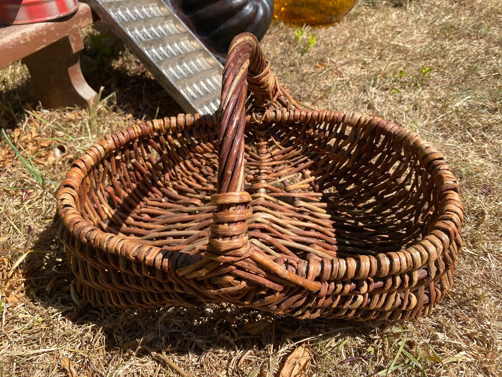 Brocante landelijke plukmand van wilgentenen, Ophalen of Verzenden