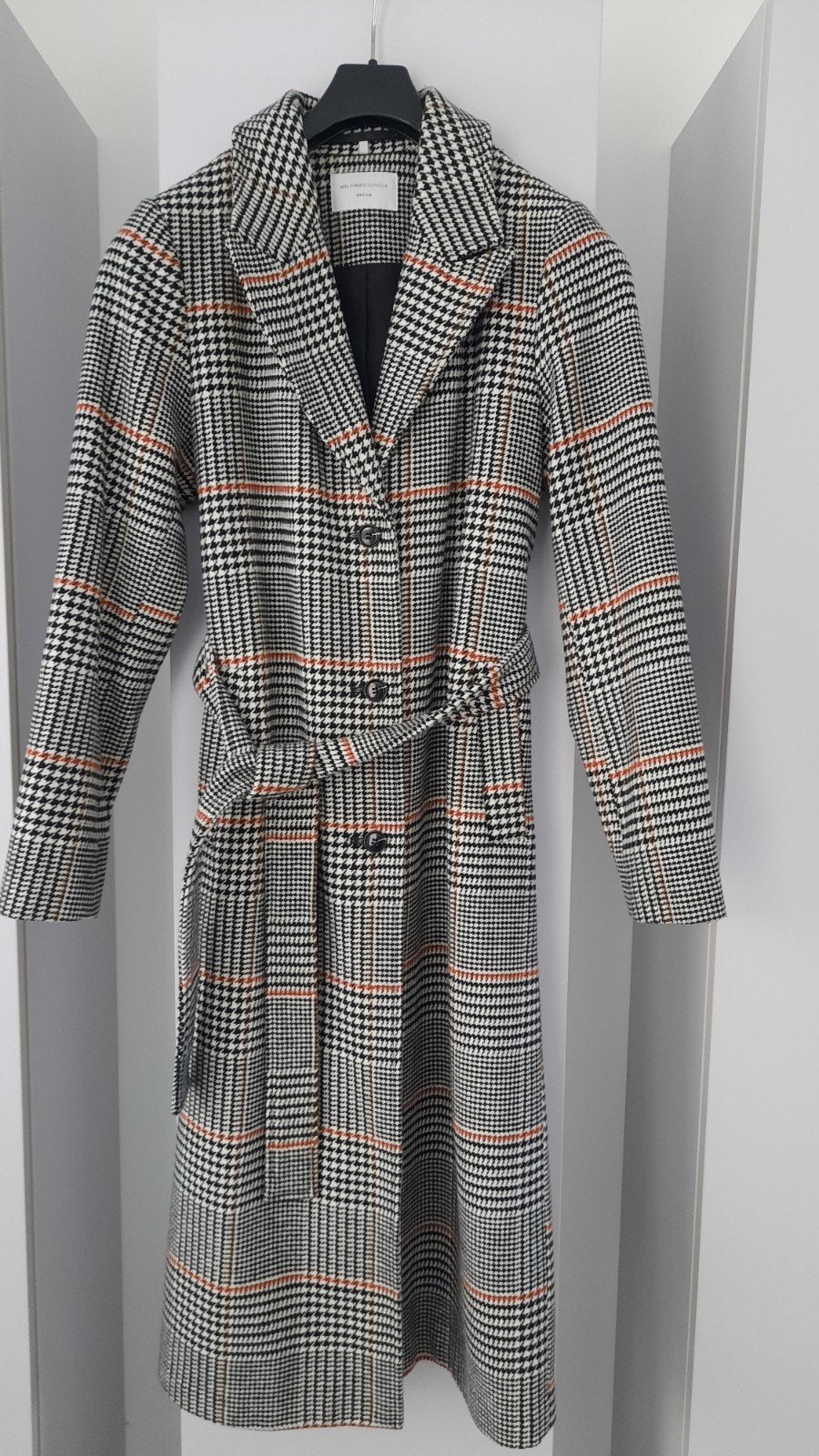 MELTING STOCKHOLM Wollen Lange Trenchcoat Maat M, Kleding | Dames, Maat 38/40 (M), MELTING STOCKHOLM, Meerkleurig, Ophalen of Verzenden