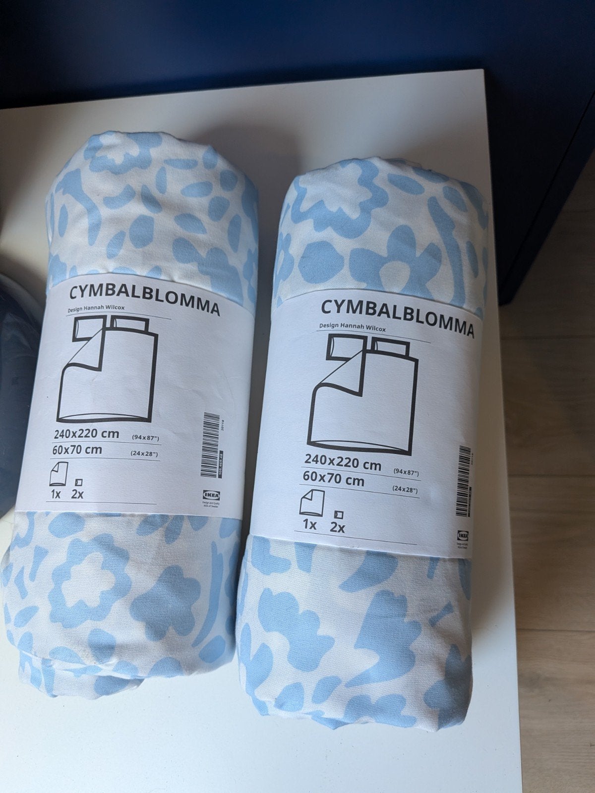 2x IKEA CYMBALBLOMMA Dekbedovertrek 240x220 cm, Blauw, Dekbedovertrek, Ophalen of Verzenden, IKEA