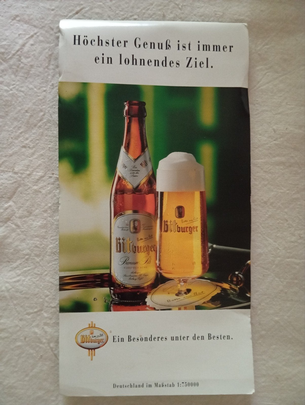 vintage wegenkaart BITBURGER bier Bitte ein Bit, Ophalen of Verzenden, Gebruikt, Flesje(s), Overige merken