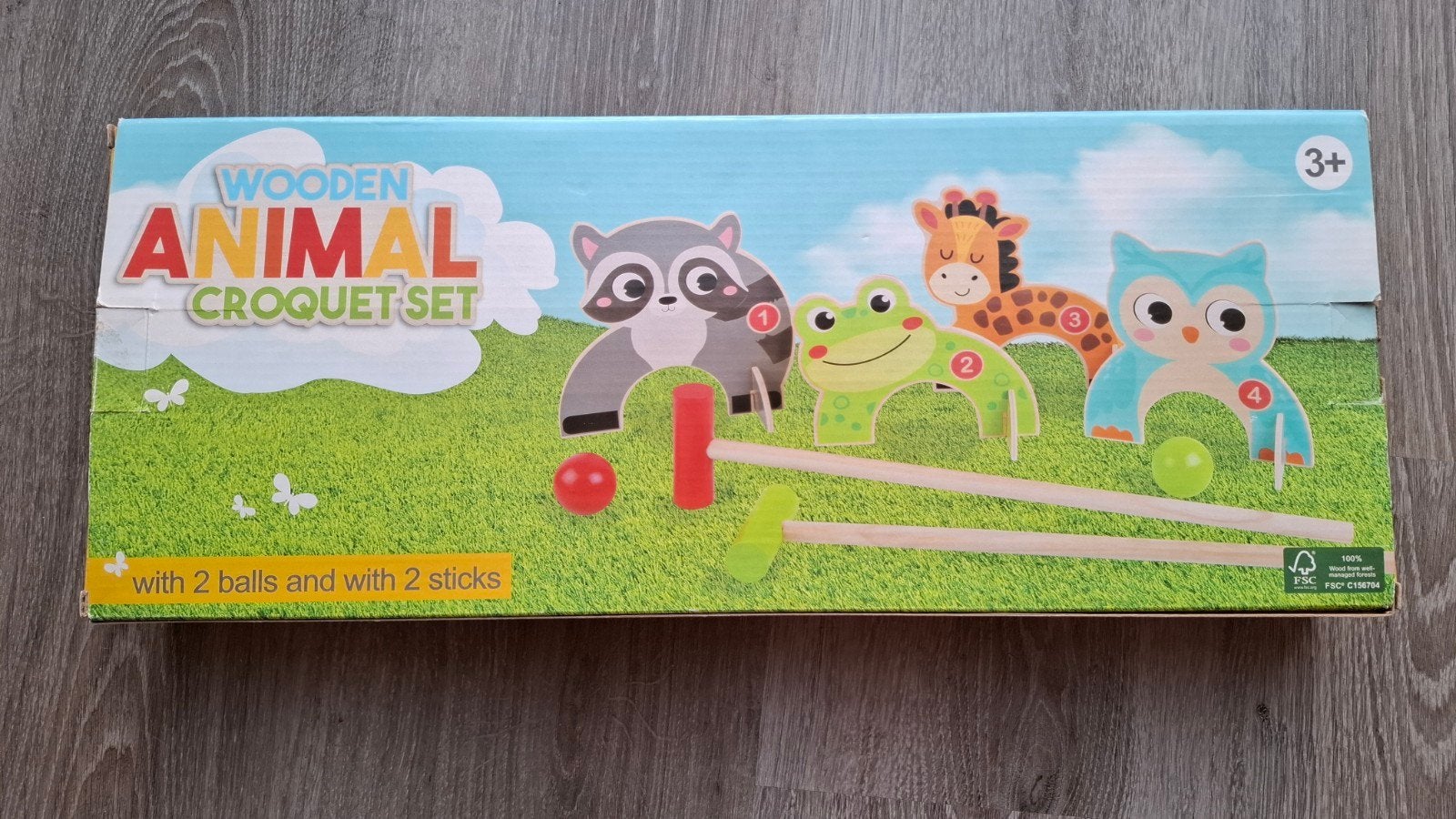 Houten Dieren Croquet Set - Buitenspeelgoed voor Kinderen, Ophalen, Zo goed als nieuw