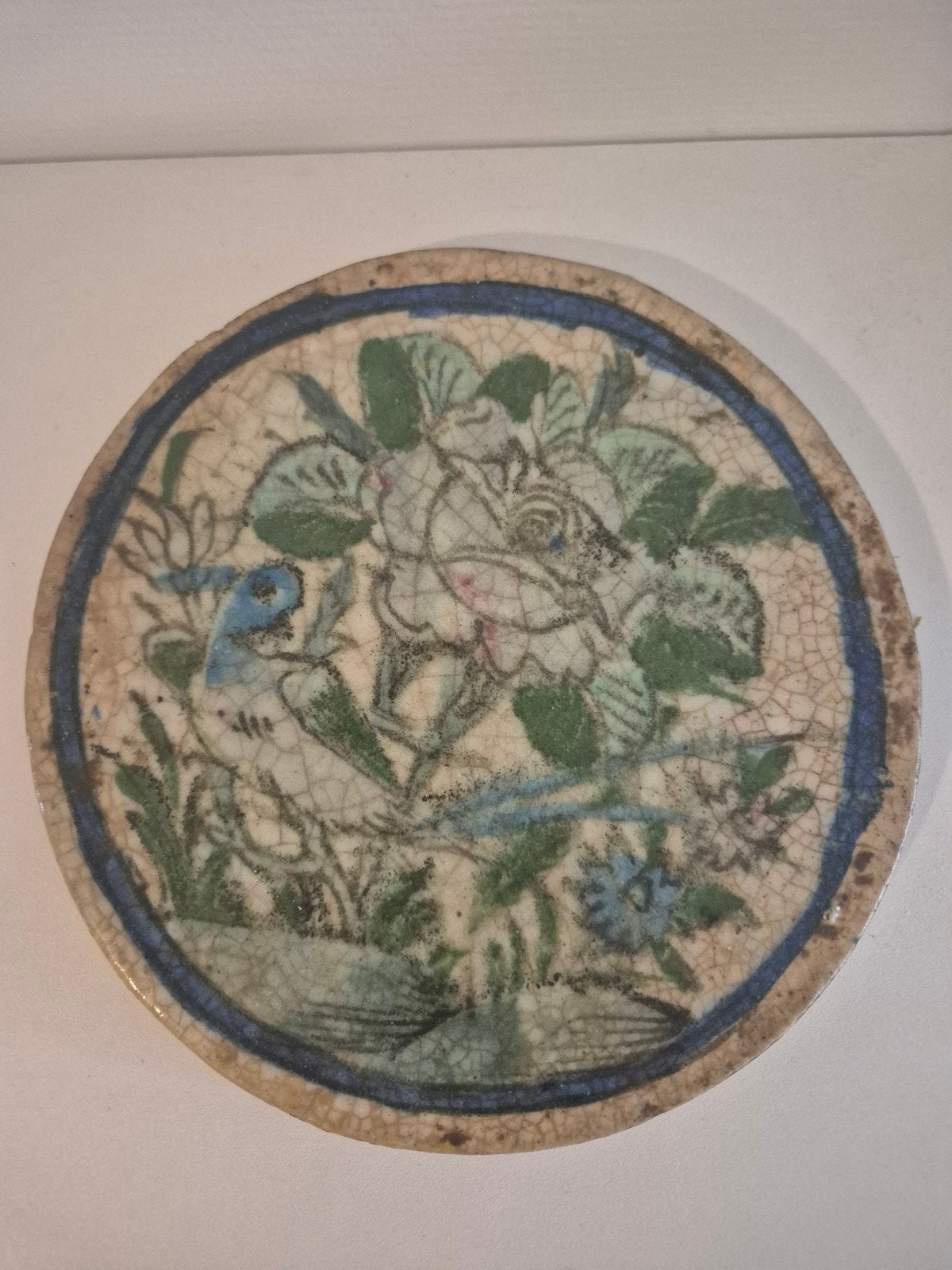 Antieke Perzische Qajar Tegel / Wandbord – 19e Eeuw, Antiek en Kunst, Ophalen of Verzenden