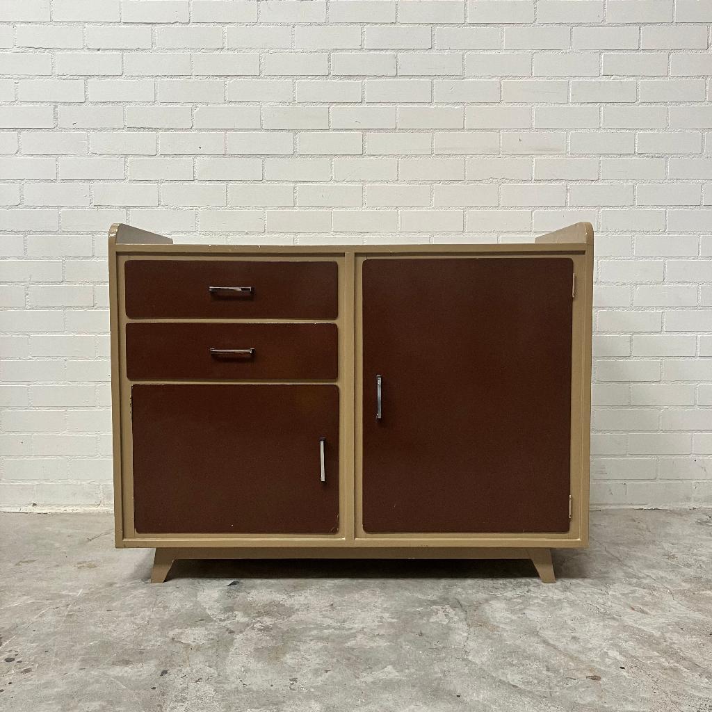 Vintage design kast ladekast commode dressoir keuken 60s, Ophalen, Gebruikt, 100 tot 150 cm, 3 of 4 laden