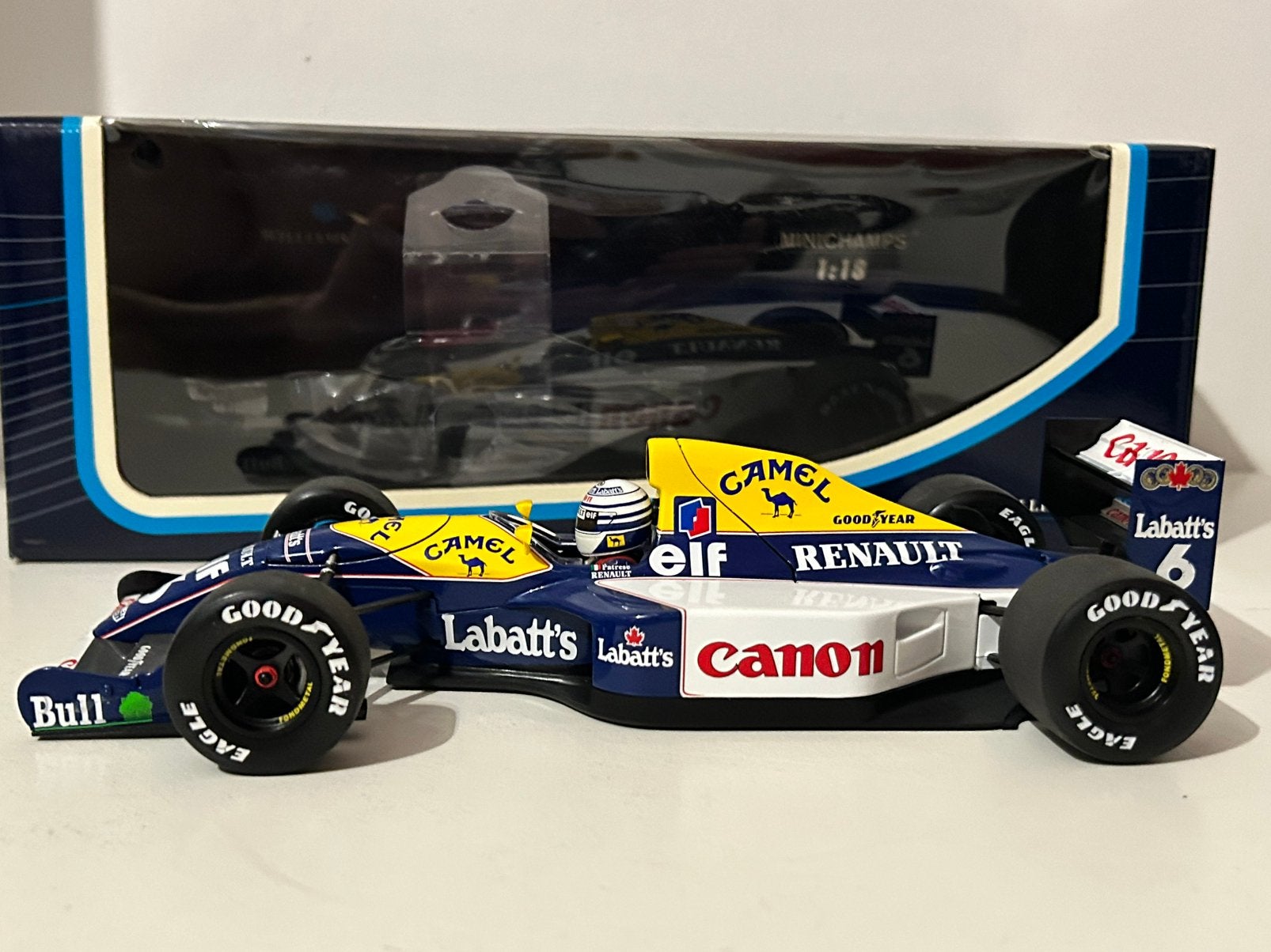 1/18 Minichamps Williams FW14 Ricardo Patrese 1991 F1 Camel, Ophalen of Verzenden, Gebruikt, Auto, MiniChamps