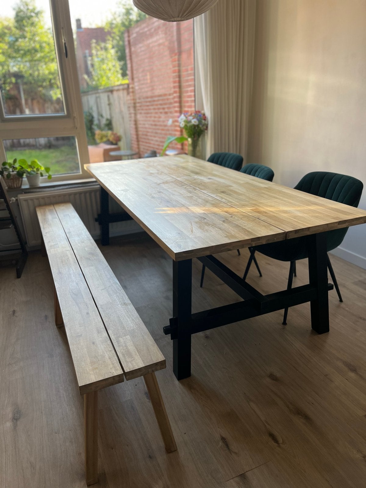 IKEA SKOGSTA eettafel 235 x 100 cm, Ophalen, Gebruikt, 100 tot 150 cm, 200 cm of meer