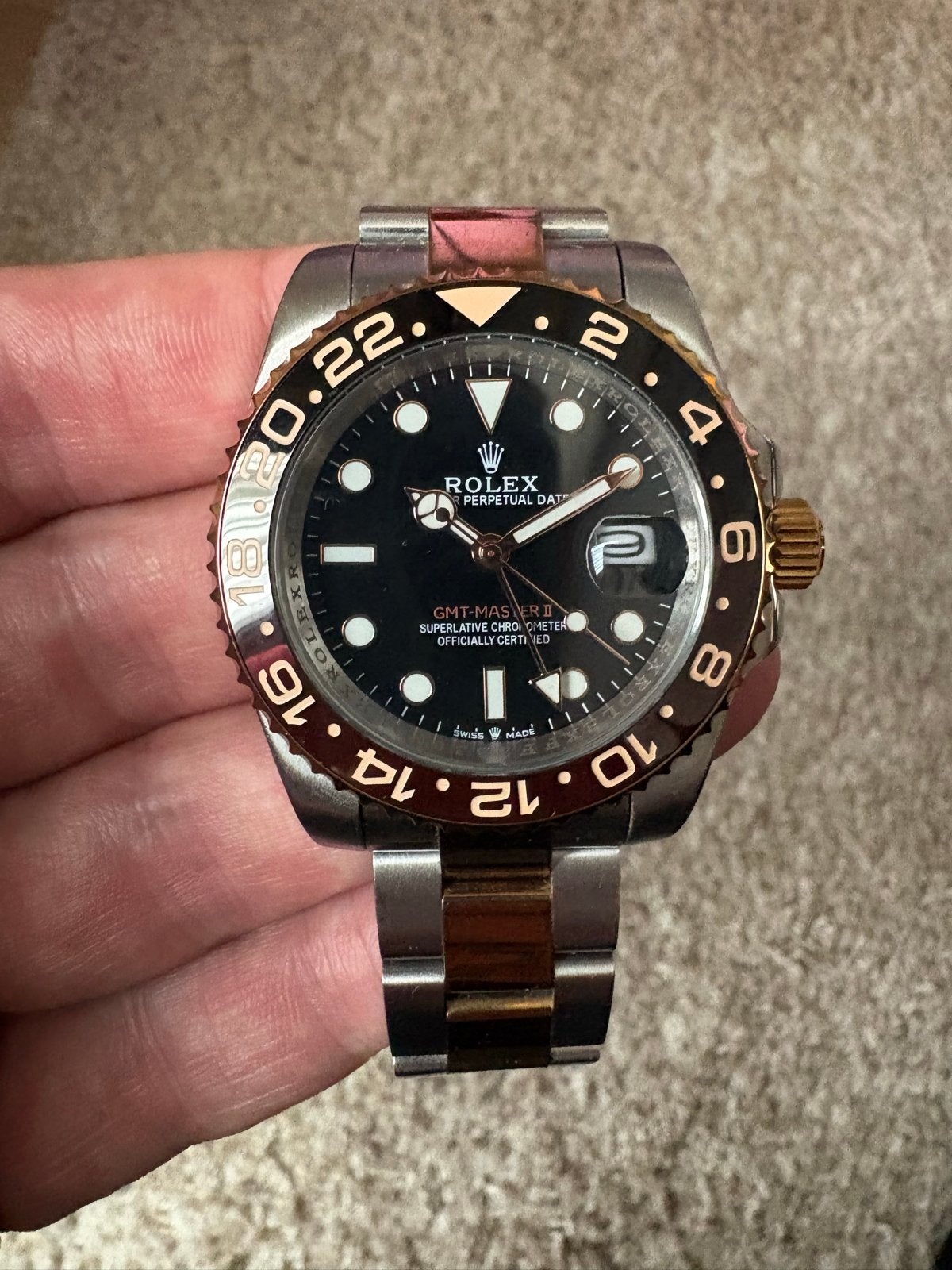 Rolex GMT-Master II Polshorloge - hommage, Polshorloge, Ophalen of Verzenden, Zo goed als nieuw, Rolex