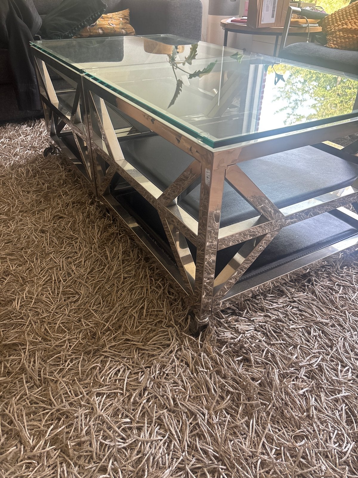 Eichholtz Prado 2x coffee table  - Metaal en Glas, Huis en Inrichting, Tafels | Salontafels, Ophalen, Gebruikt, 50 tot 100 cm