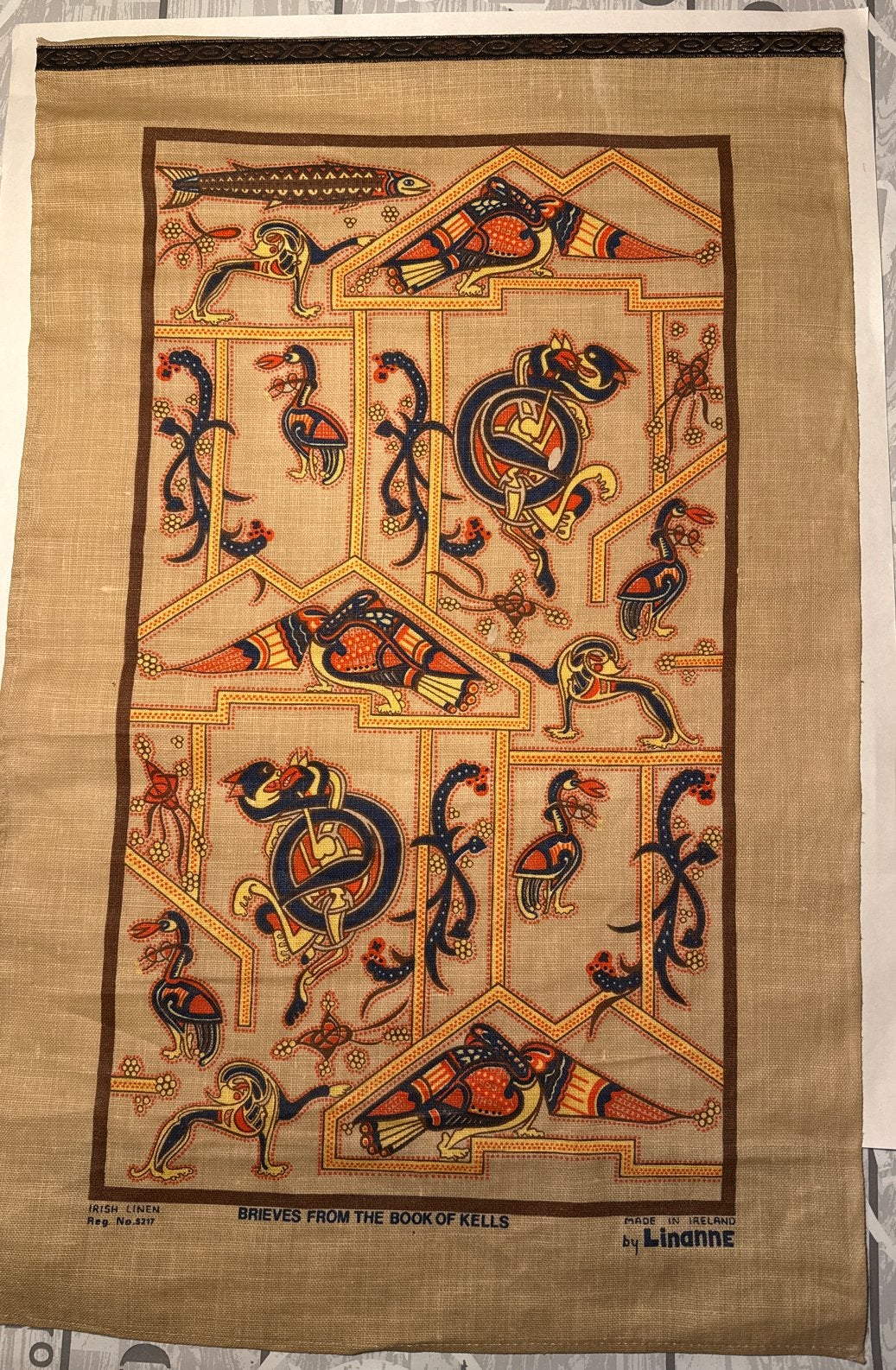 Vintage Keltisch Wandkleed - Book of Kells - Iers Linnen, Ophalen of Verzenden