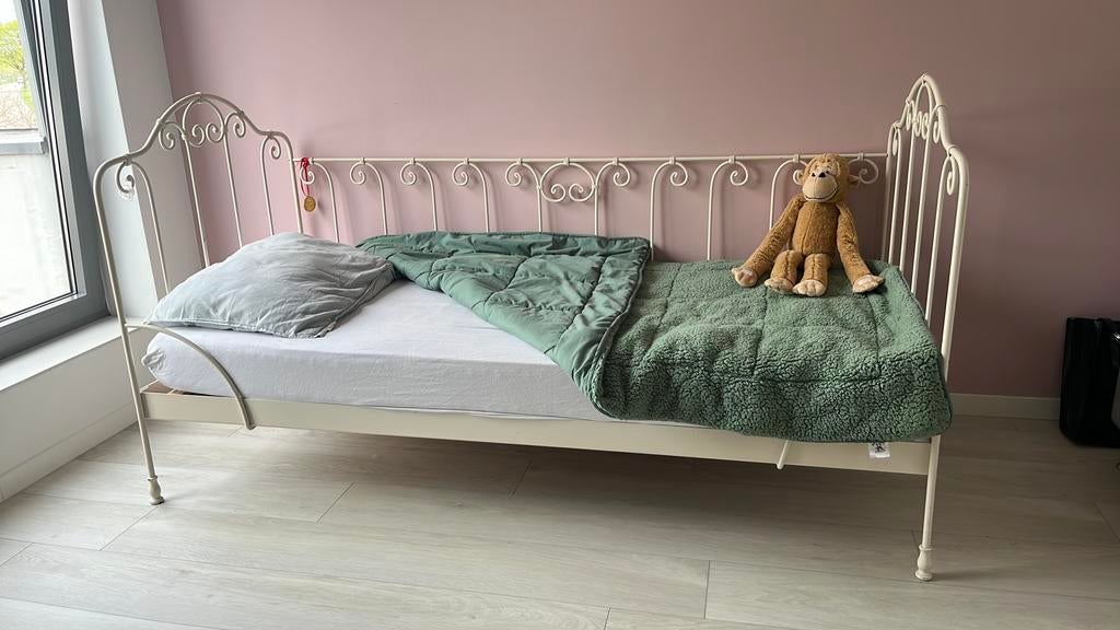 Spijlenbed, Huis en Inrichting, Slaapkamer | Bedden, Gebruikt, 90 cm, Eenpersoons, Wit