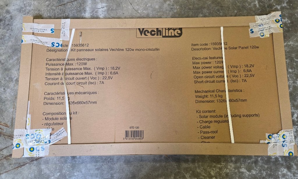 Nieuw in Doos Vechline Zonnepaneel Black 120W Camper Caravan, Ophalen of Verzenden, Zo goed als nieuw