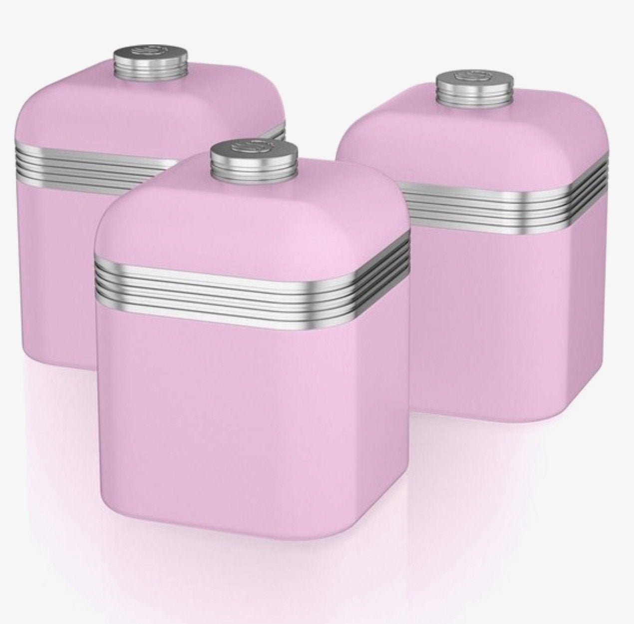 Swan Retro Voorraadbussen - Set van 3 Roze, Ophalen of Verzenden, Zo goed als nieuw, Voorraadpot, Roze