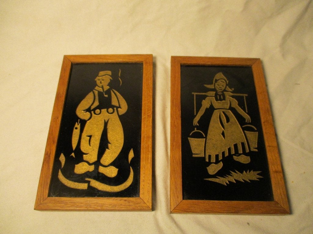 2x schilderijtjes van glas Nederland antiek ?, Ophalen of Verzenden