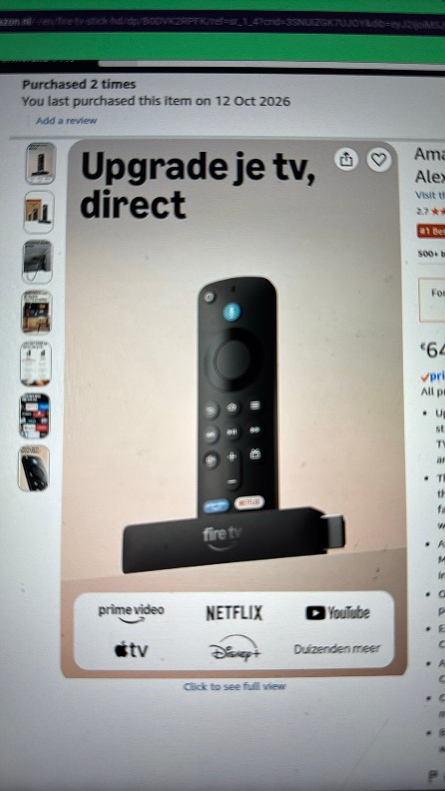 Amazon Fire TV Stick - Upgrade je tv, direct, Ophalen of Verzenden, Zo goed als nieuw, HDMI, Zonder harde schijf