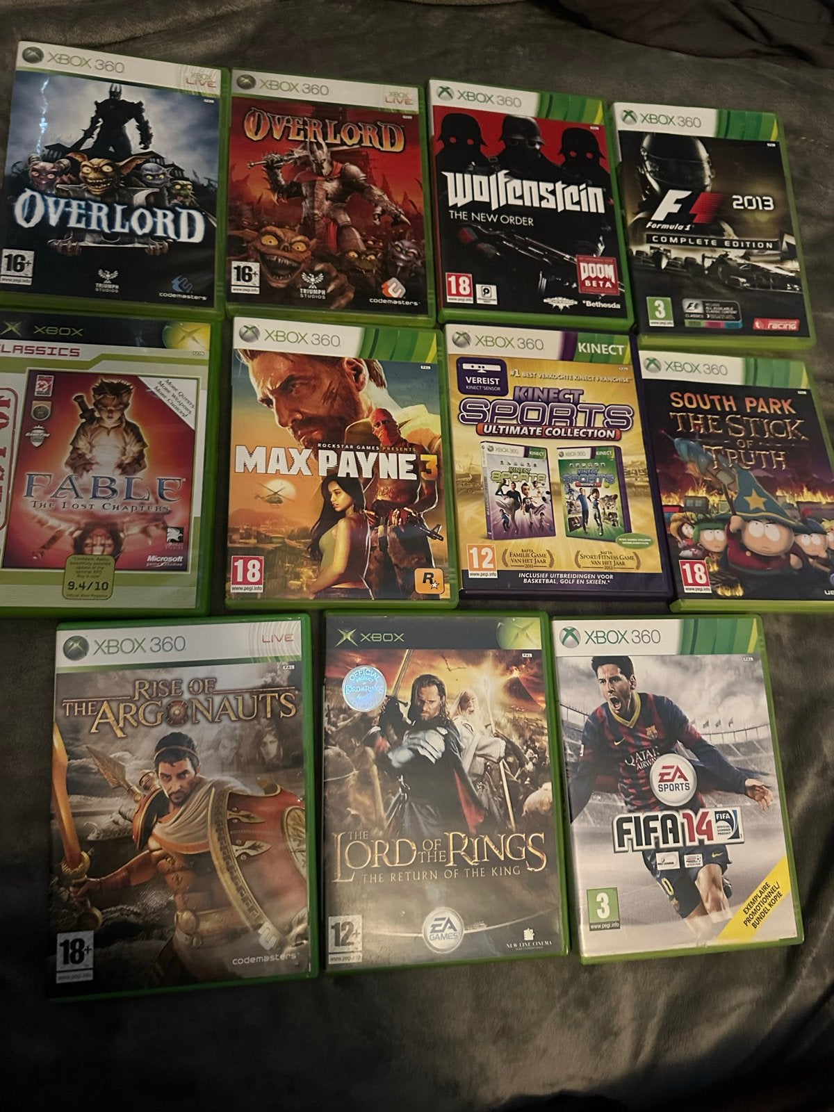 Xbox 360 Games: Overlord, Wolfenstein, F1, Max Payne, Kinect, Spelcomputers en Games, Games | Xbox 360, Online, Gebruikt, Vanaf 18 jaar